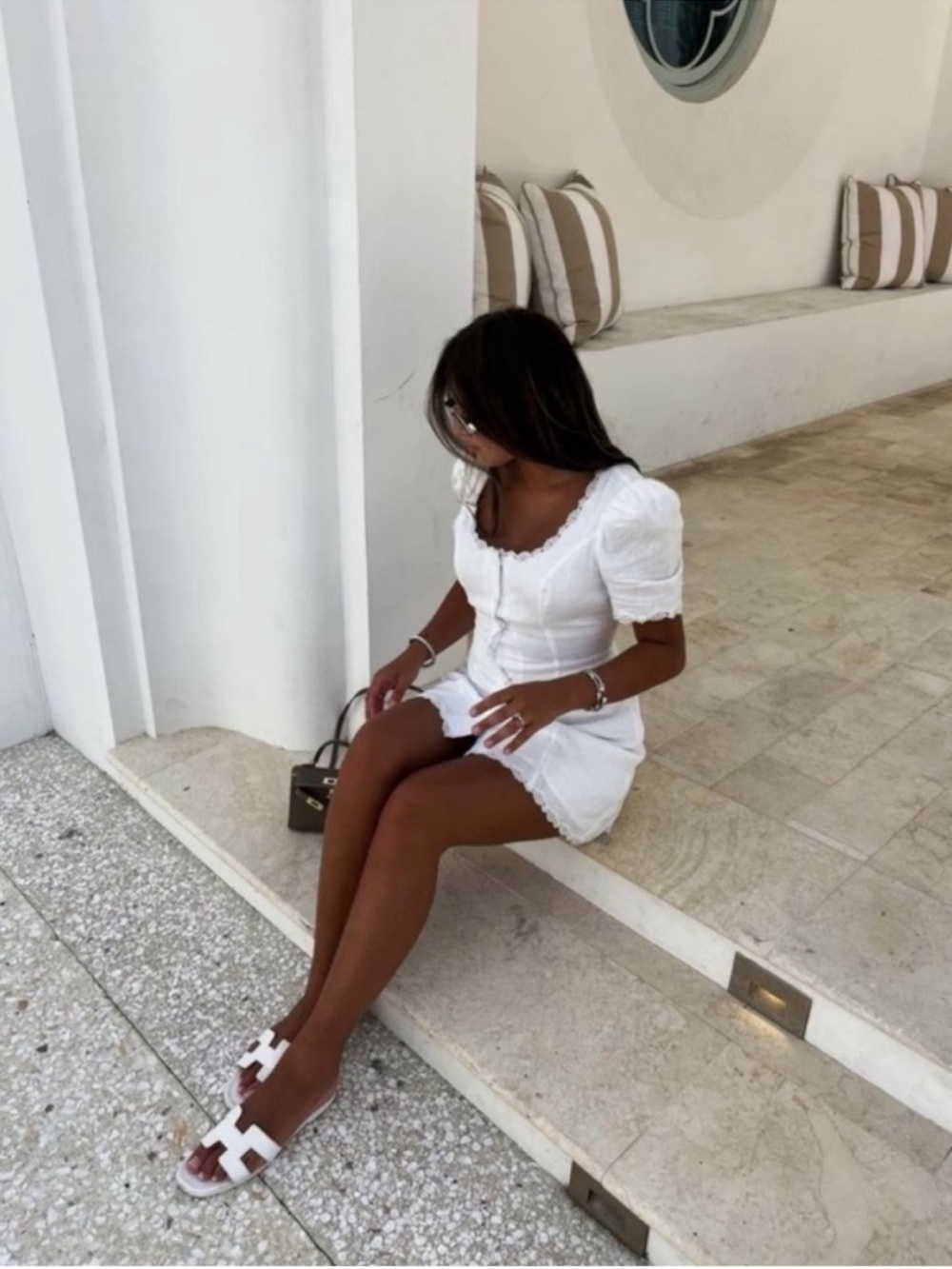 Reformation Anabella Linen Mini Dress in White 2 - Picture 9 of 10